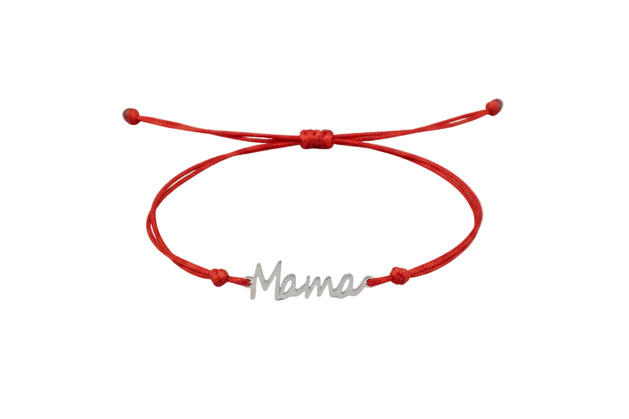 Mama Armband rot silber