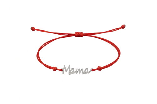 Mama Armband rot silber
